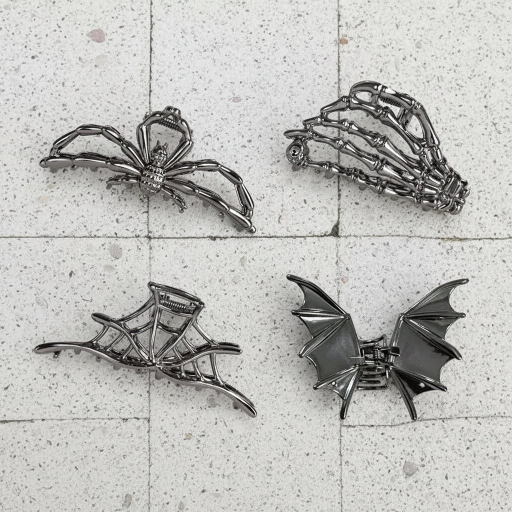 Halloween Spinki i Klamry do Włosów z Motywami Pająka Nietoperza Czaszki na Imprezę Spinka - Image 3