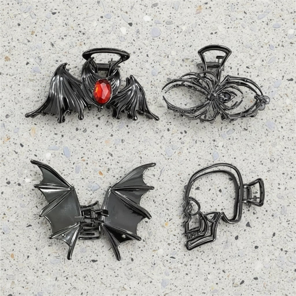 Halloween Spinki i Klamry do Włosów z Motywami Pająka Nietoperza Czaszki na Imprezę Spinka - Image 4