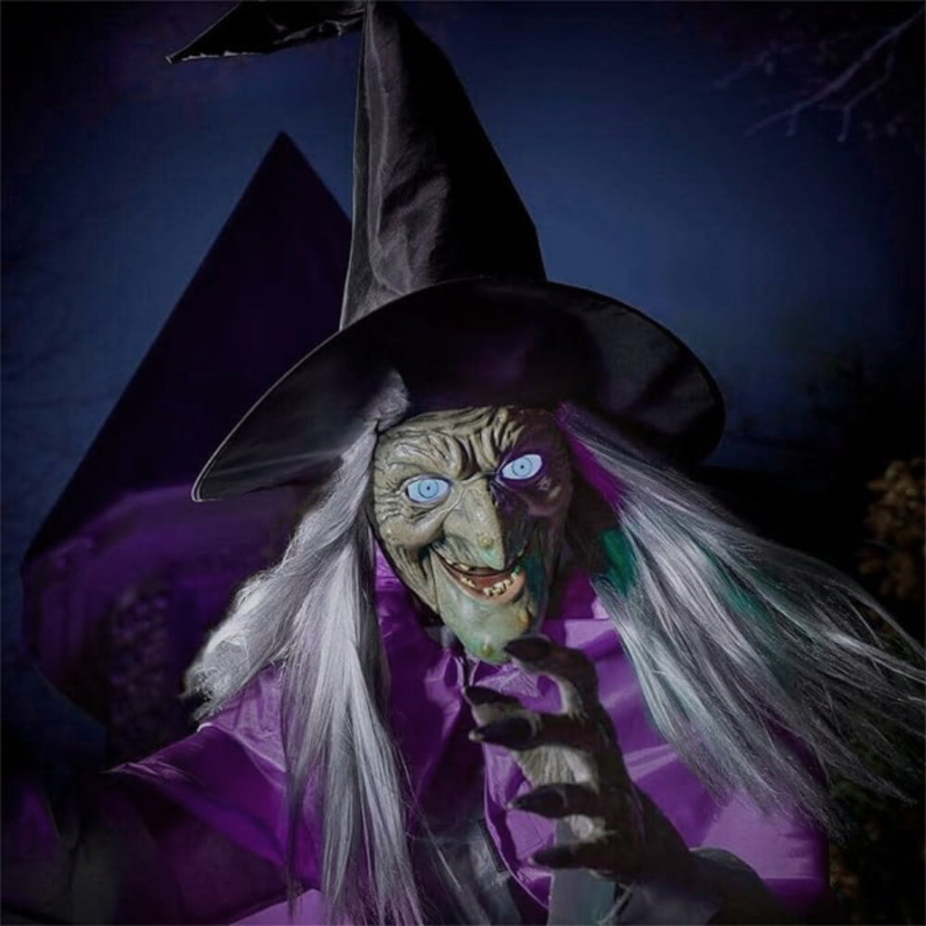 Halloween Straszna Wiedźma Stojąca Dekoracja Ogrodowa ze świecącymi Oczami - Image 2
