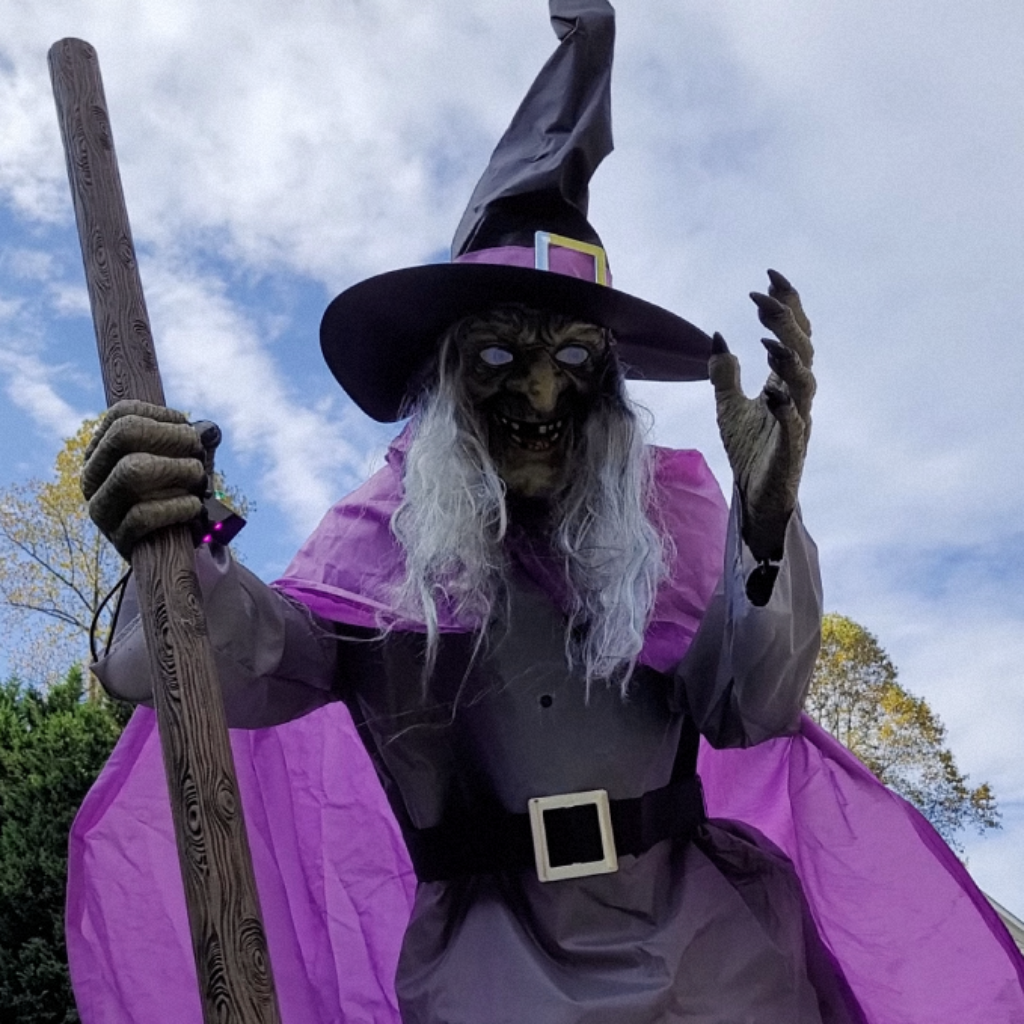 Halloween Straszna Wiedźma Stojąca Dekoracja Ogrodowa ze świecącymi Oczami - Image 3