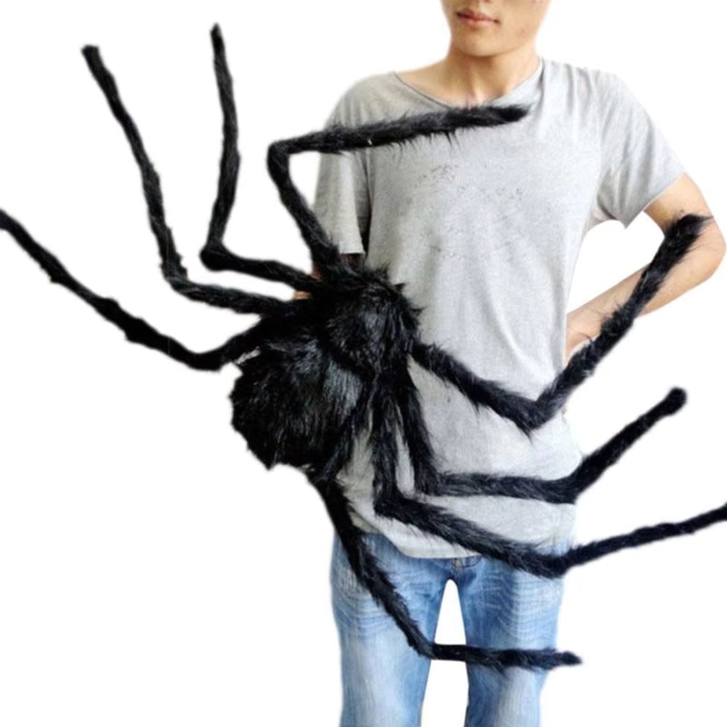 Halloween Straszny Sztuczny Pająk z Pajęczyną do Dekoracji Ogrodu i Domu - Image 3