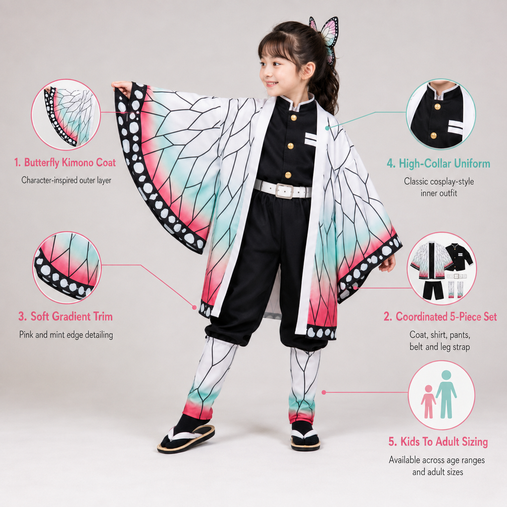 Halloween Strój Cosplay Anime z Haori Motyl Peruką i Akcesoriami do Imprezy Konwencji - Image 4