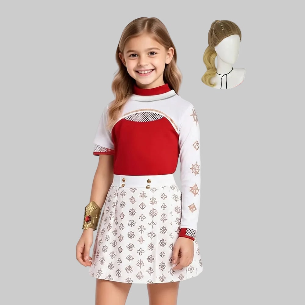 Halloween Strój Cosplay Karnawałowy dla Dziewczynki i Chłopca z Asymetrycznym Topem Spódniczką Mini - Image 3