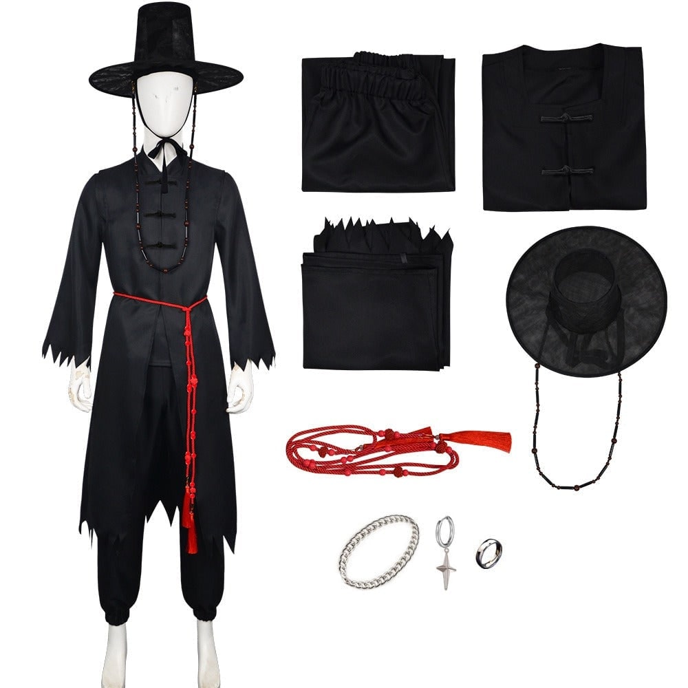 Halloween Strój Hanbok Koreański z Kapeluszem i łańcuszkami do Cosplay na Imprezę - Image 11
