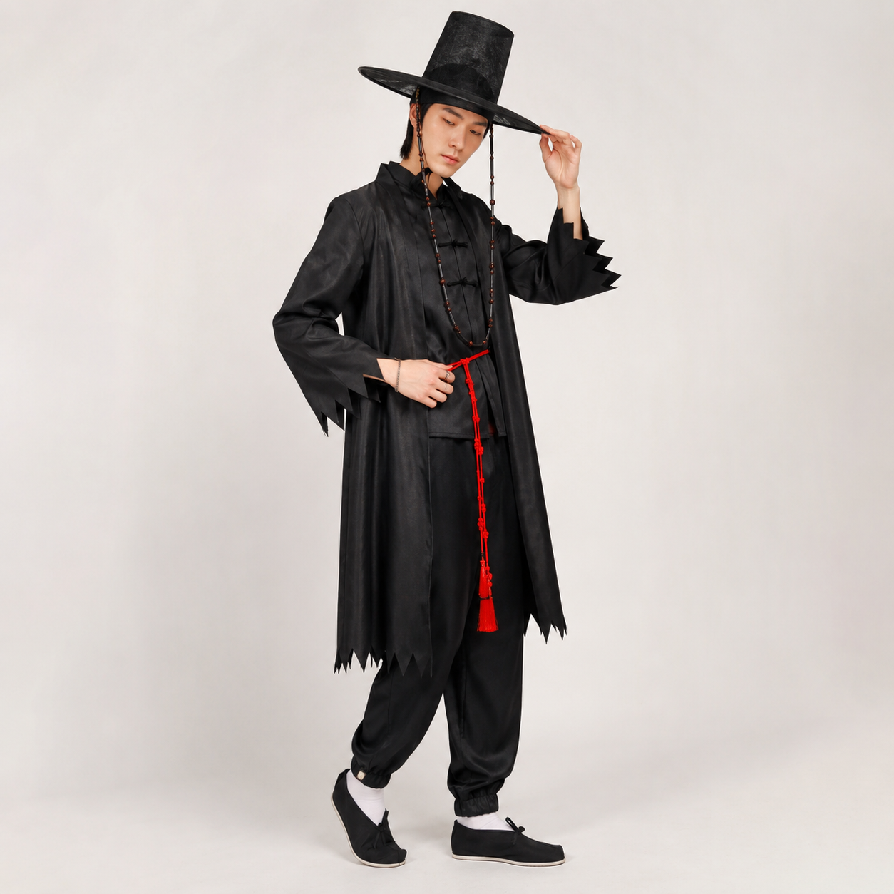 Halloween Strój Hanbok Koreański z Kapeluszem i łańcuszkami do Cosplay na Imprezę - Image 6
