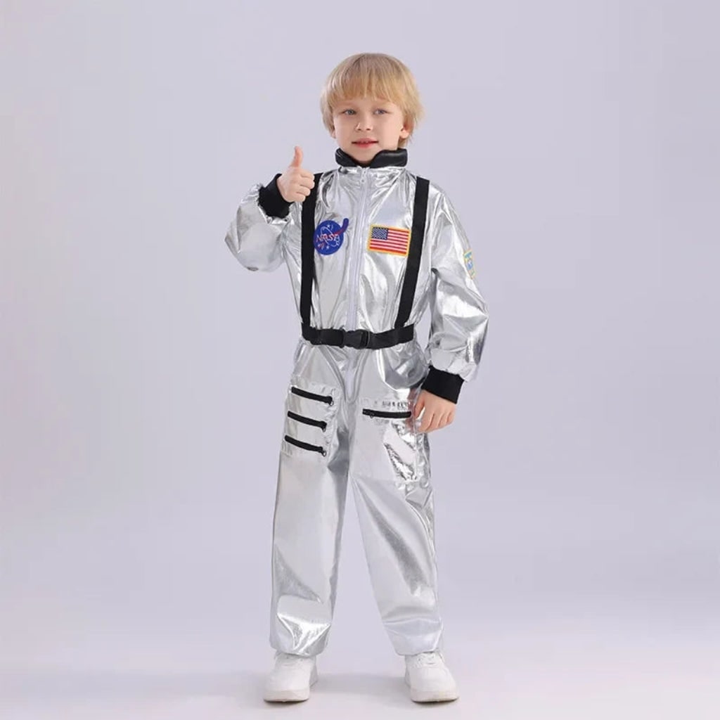 Halloween Strój Karnawałowy Astronauty dla Dzieci Jednoczęściowy Kombinezon z Naszywkami - Image 2