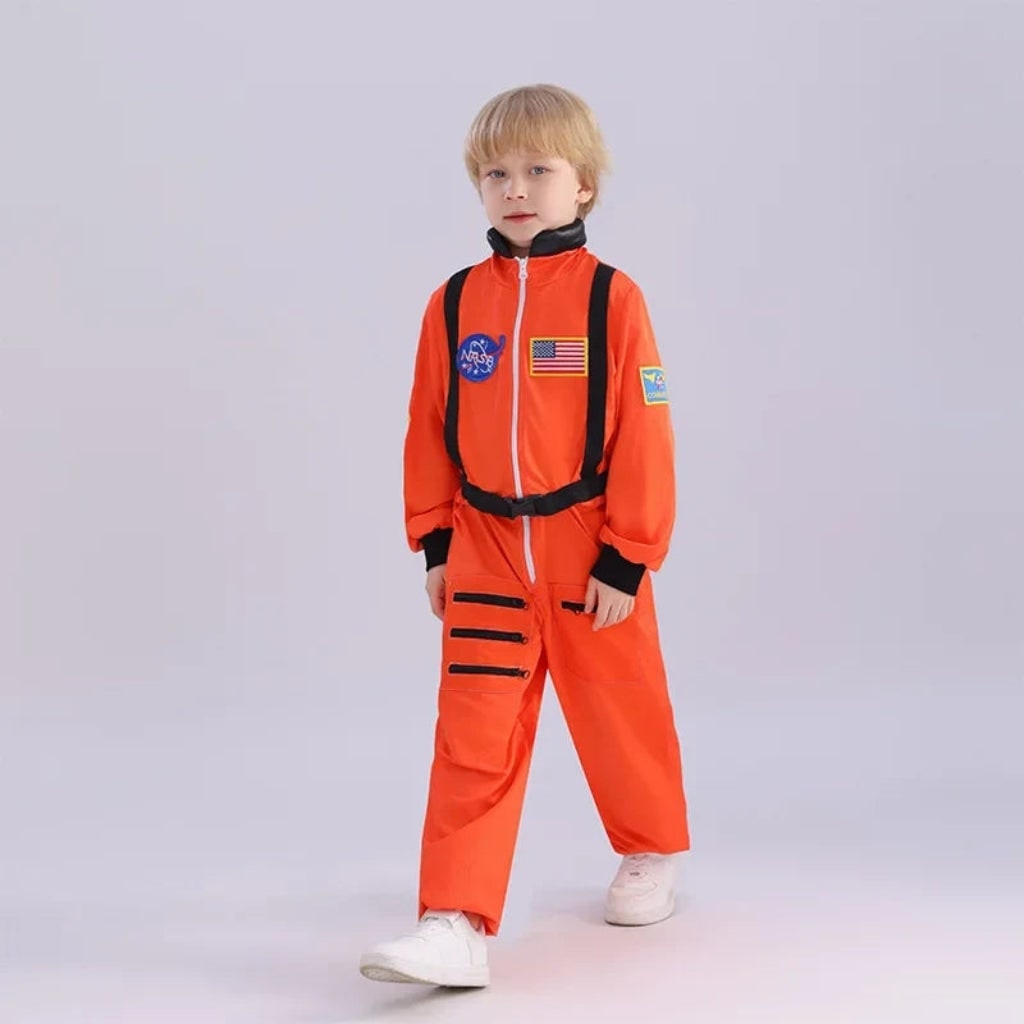Halloween Strój Karnawałowy Astronauty dla Dzieci Jednoczęściowy Kombinezon z Naszywkami - Image 3