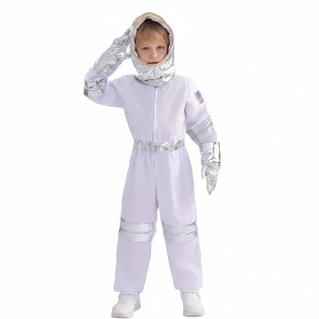 Halloween Strój Karnawałowy Astronauty dla Dzieci Jednoczęściowy Kombinezon z Naszywkami - Image 5