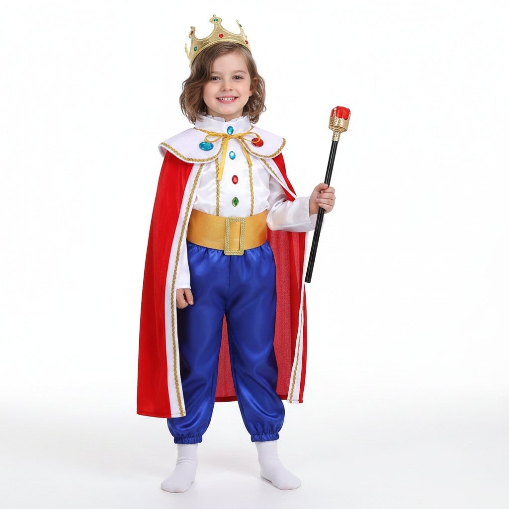 Halloween Strój Karnawałowy dla Chłopca Księcia z Peleryną Koroną i Berłem Dzieci - Image 1