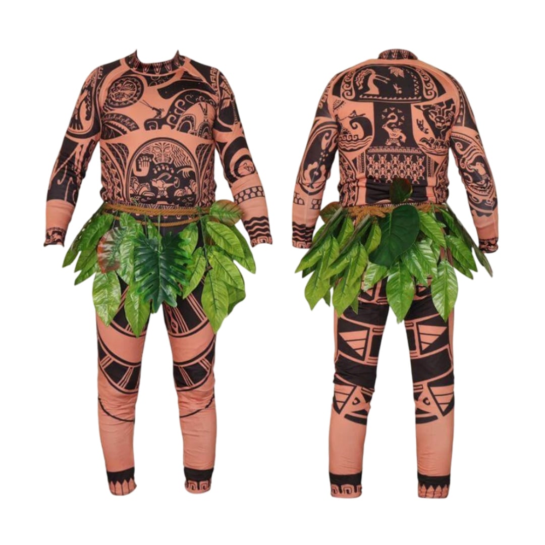 Halloween Strój Karnawałowy dla Dzieci Maui z Tatuażami Kombinezon i Spódnicą Liści - Image 5