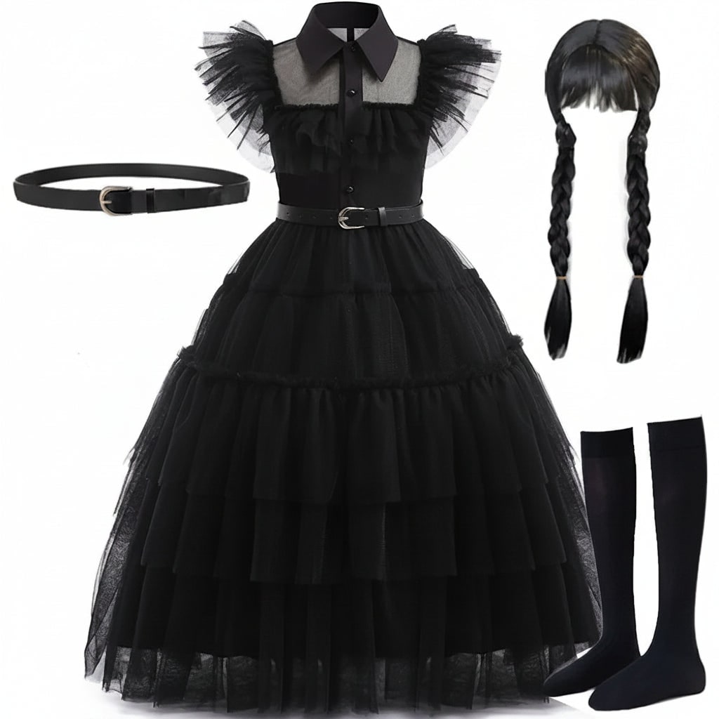 Halloween Strój Karnawałowy dla Dziewczynki Gotycka Księżniczka z Akcesoriami - Image 2