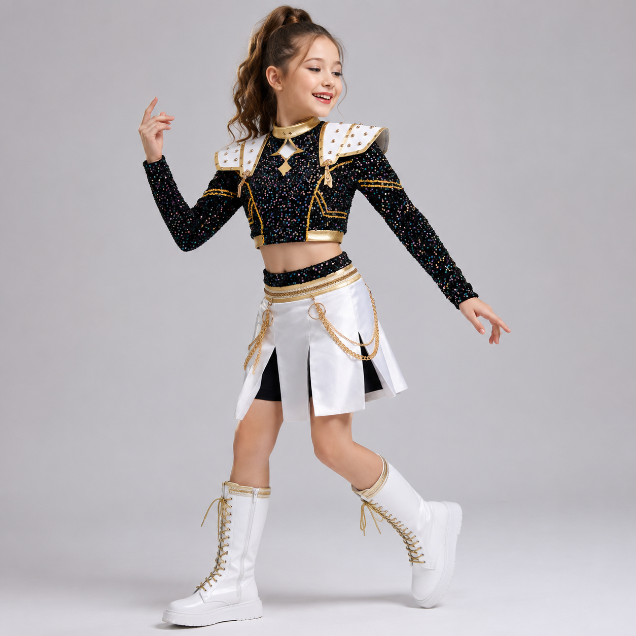 Halloween Strój Karnawałowy dla Dziewczynki i Chłopca Cekinowy z Perką Na Karnawał - Image 1