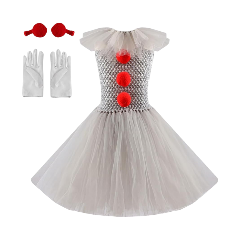 Halloween Strój Klauna dla Dzieci Dziewczynki z Tutu Sukienką Tiulową i Akcesoriami Karnawałowymi - Image 2