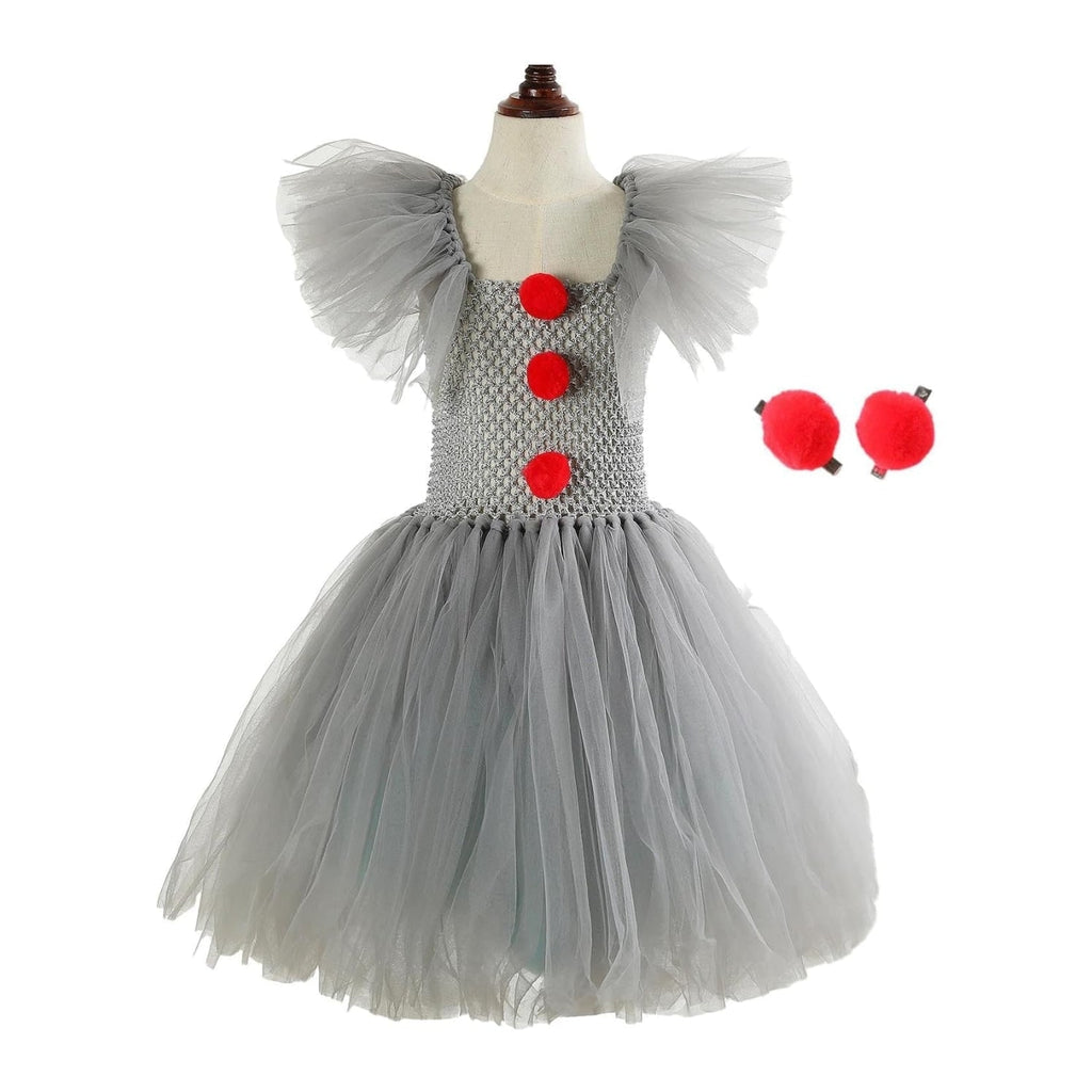 Halloween Strój Klauna dla Dzieci Dziewczynki z Tutu Sukienką Tiulową i Akcesoriami Karnawałowymi - Image 3
