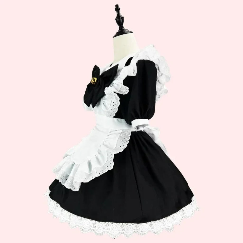 Halloween Strój Pokojówki Damski z Fartuszkiem i Kokardą Anime Cosplay Sprzątaczki - Image 3