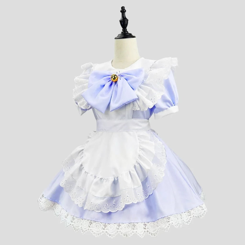 Halloween Strój Pokojówki Damski z Fartuszkiem i Kokardą Anime Cosplay Sprzątaczki - Image 4