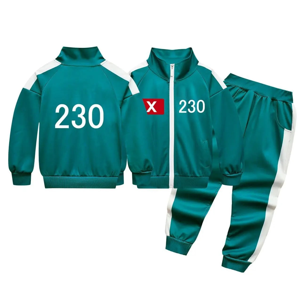 Halloween Strój survival game Karnawałowy dla Dzieci Dres z Numerem i Białymi Pasami Squid - Image 12