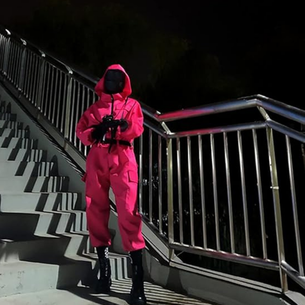 Halloween Strój survival game Kombinezon z Kapturem i Maską dla Chłopca Dziewczyny Squid Stroj - Image 1