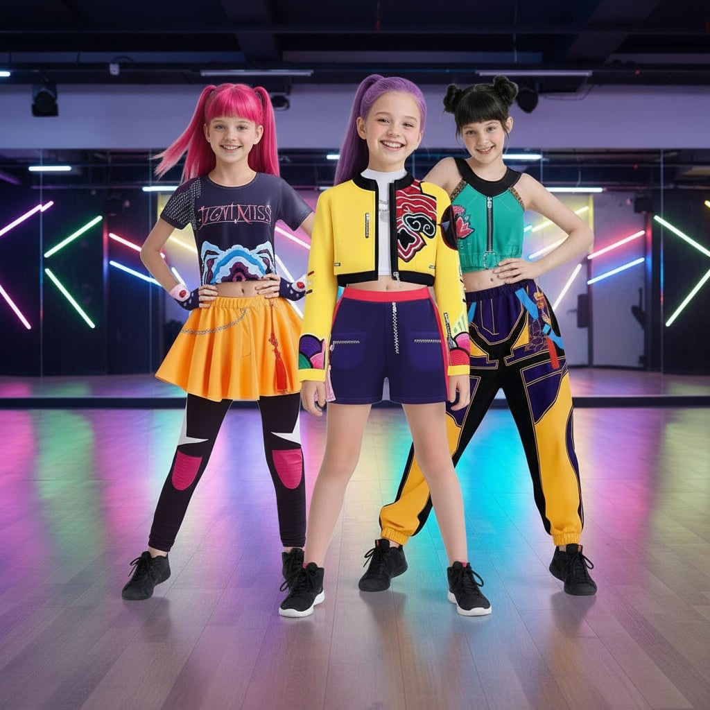 Halloween Strój Taneczny dla Dziewczynki z Kolorową Perką i Nadrukami Pop Dyni - Image 1