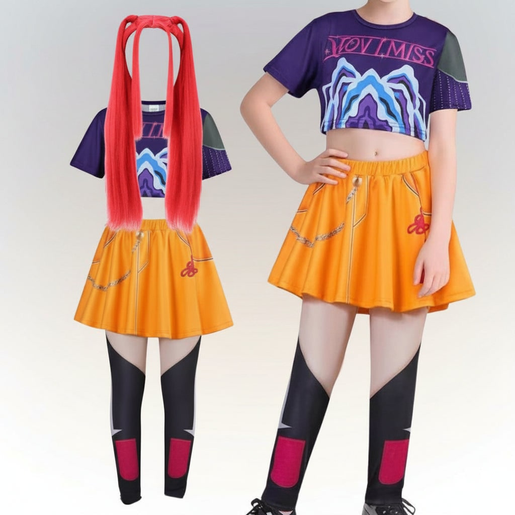 Halloween Strój Taneczny dla Dziewczynki z Kolorową Perką i Nadrukami Pop Dyni - Image 5