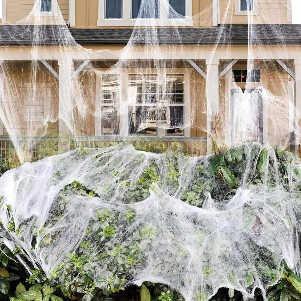 Halloween Sztuczna Pajęczyna z Pająkami Dekoracja Ogrodowa i Wewnętrzna - Image 2