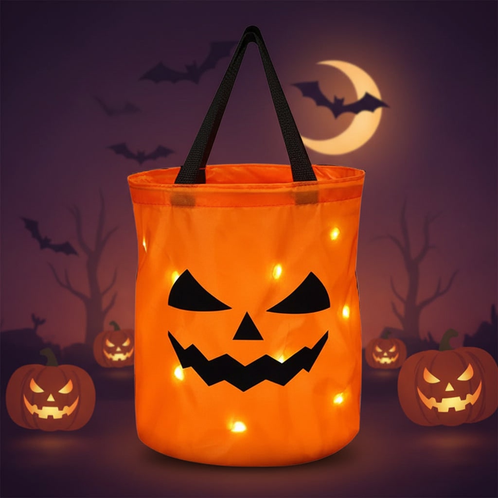 Halloween Torba na Cukierki z Podświetleniem LED Dynia Trick or Treat - Image 3