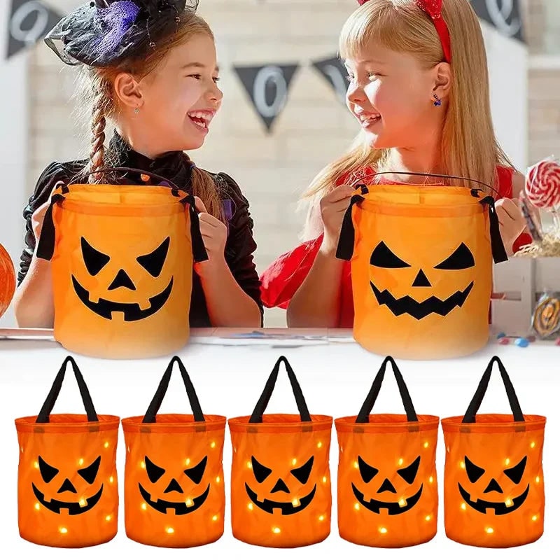 Halloween Wiaderko na Słodycze z Diodami LED świecące w Ciemności Trick or Treat - Image 1