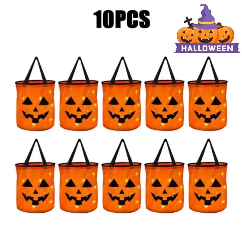 Halloween Wiaderko na Słodycze z Diodami LED świecące w Ciemności Trick or Treat - Image 7