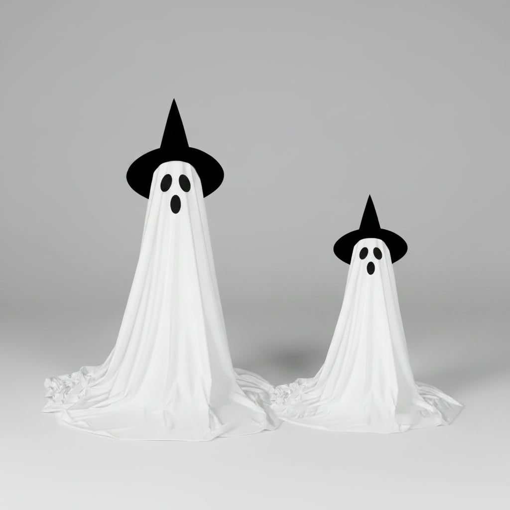 Halloween świecący Duch Dekoracyjny z Teleskopowym Stojakiem i Kapeluszem Czarownicy - Image 3