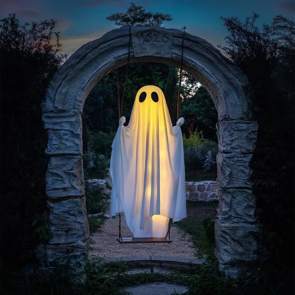 Halloween świecący Duch na Huśtawce z Pilotem Zdalnego Sterowania LED - Image 1