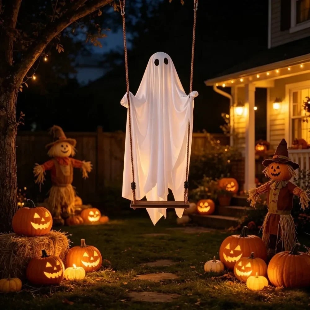 Halloween świecący Duch na Huśtawce z Pilotem Zdalnego Sterowania LED - Image 3