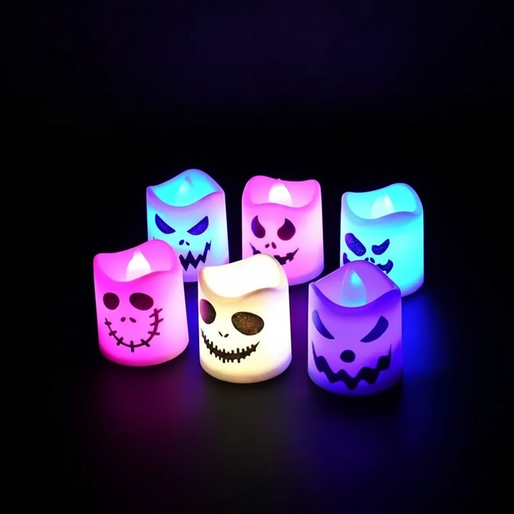 Halloween świeczki LED na Baterie Tealight Zestaw 6 Szt. z Motywem Dyni Bezpieczne do Dekoracji - Image 3