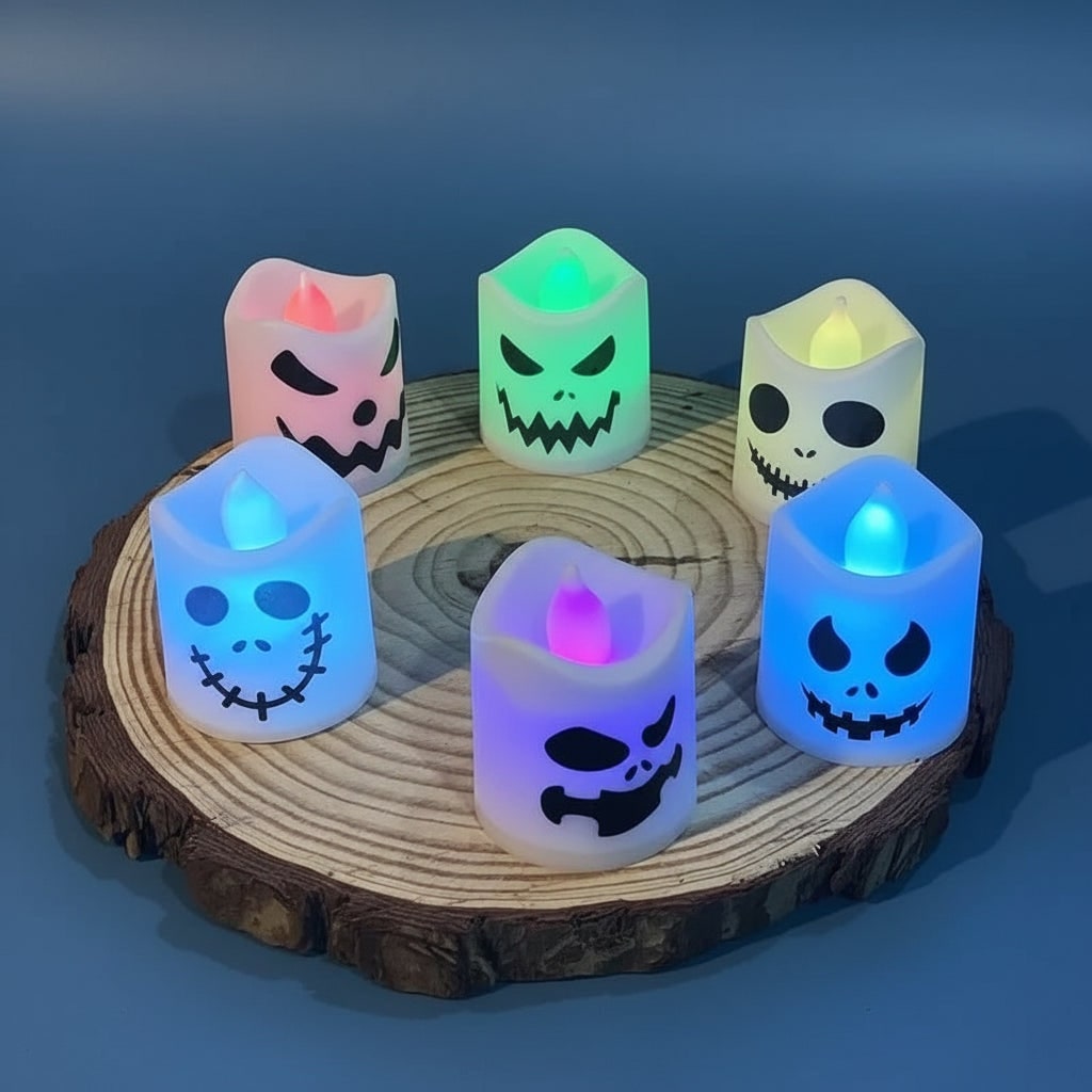 Halloween świeczki LED na Baterie Tealight Zestaw 6 Szt. z Motywem Dyni Bezpieczne do Dekoracji - Image 4