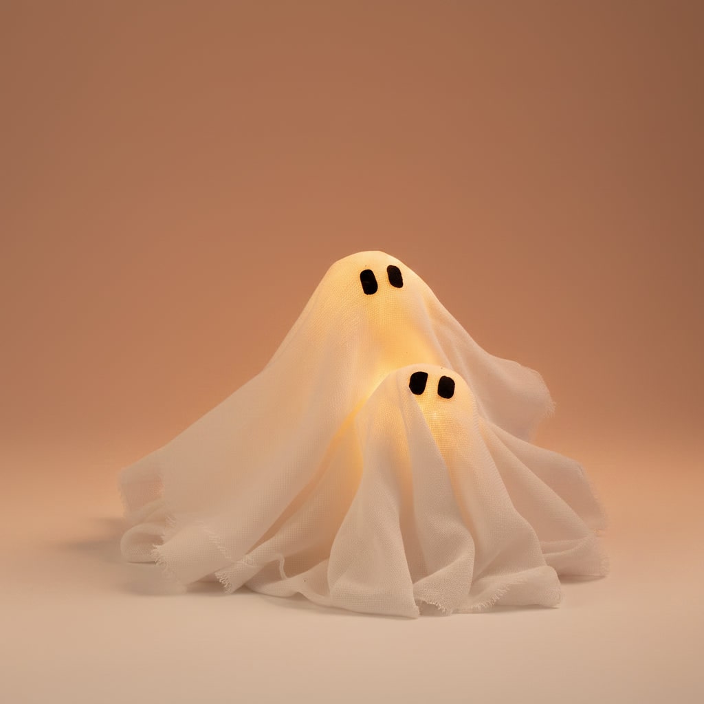 Halloween Wieniec na Drzwi ze świecącymi Duszkami LED i Gazą - Image 4