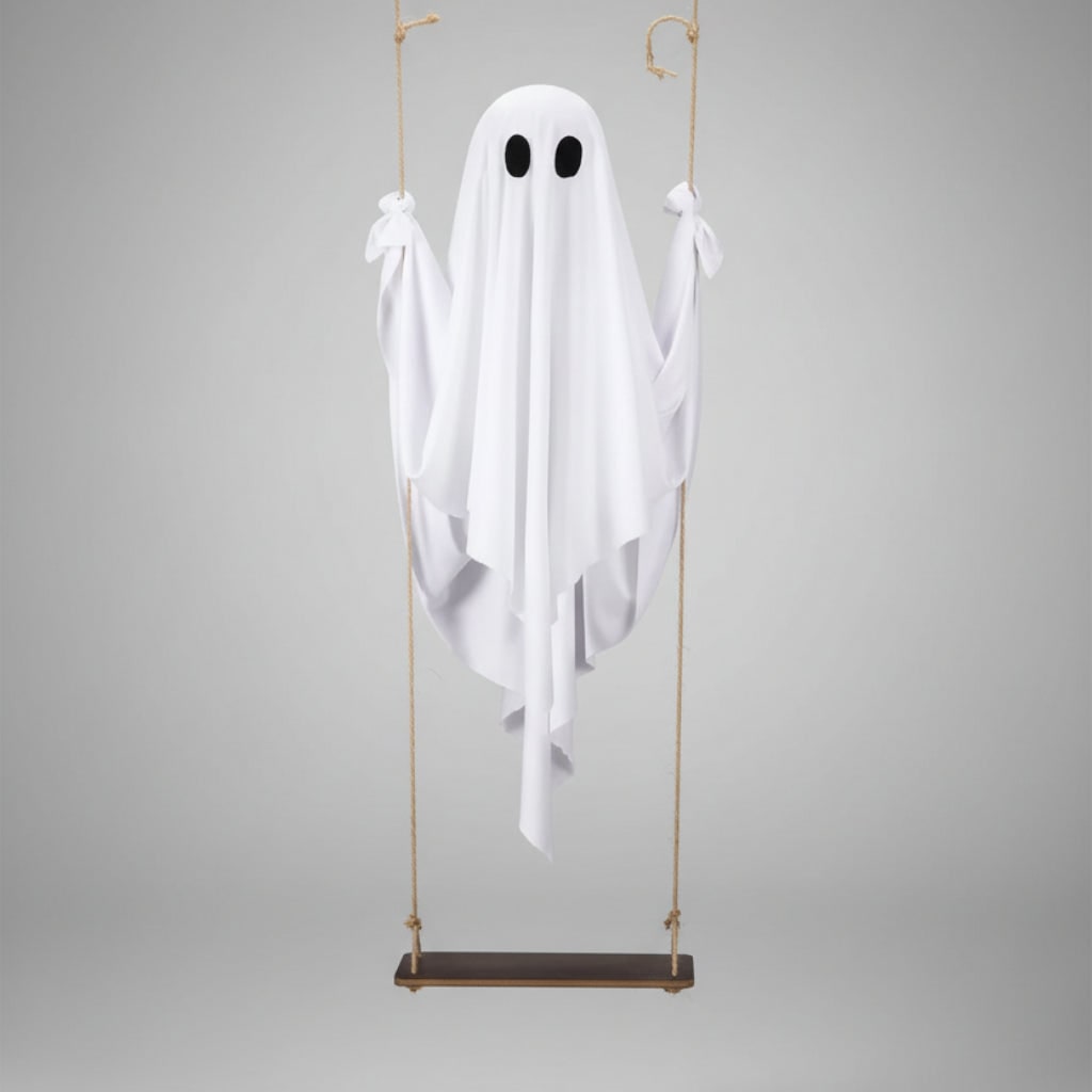 Halloween Wisząca Dekoracja Duch na Huśtawce z Podświetleniem LED do Ogrodu Ogrodowa - Image 1