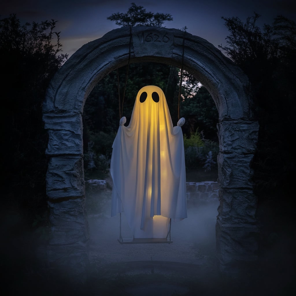 Halloween Wisząca Dekoracja Duch na Huśtawce z Podświetleniem LED do Ogrodu Ogrodowa - Image 2