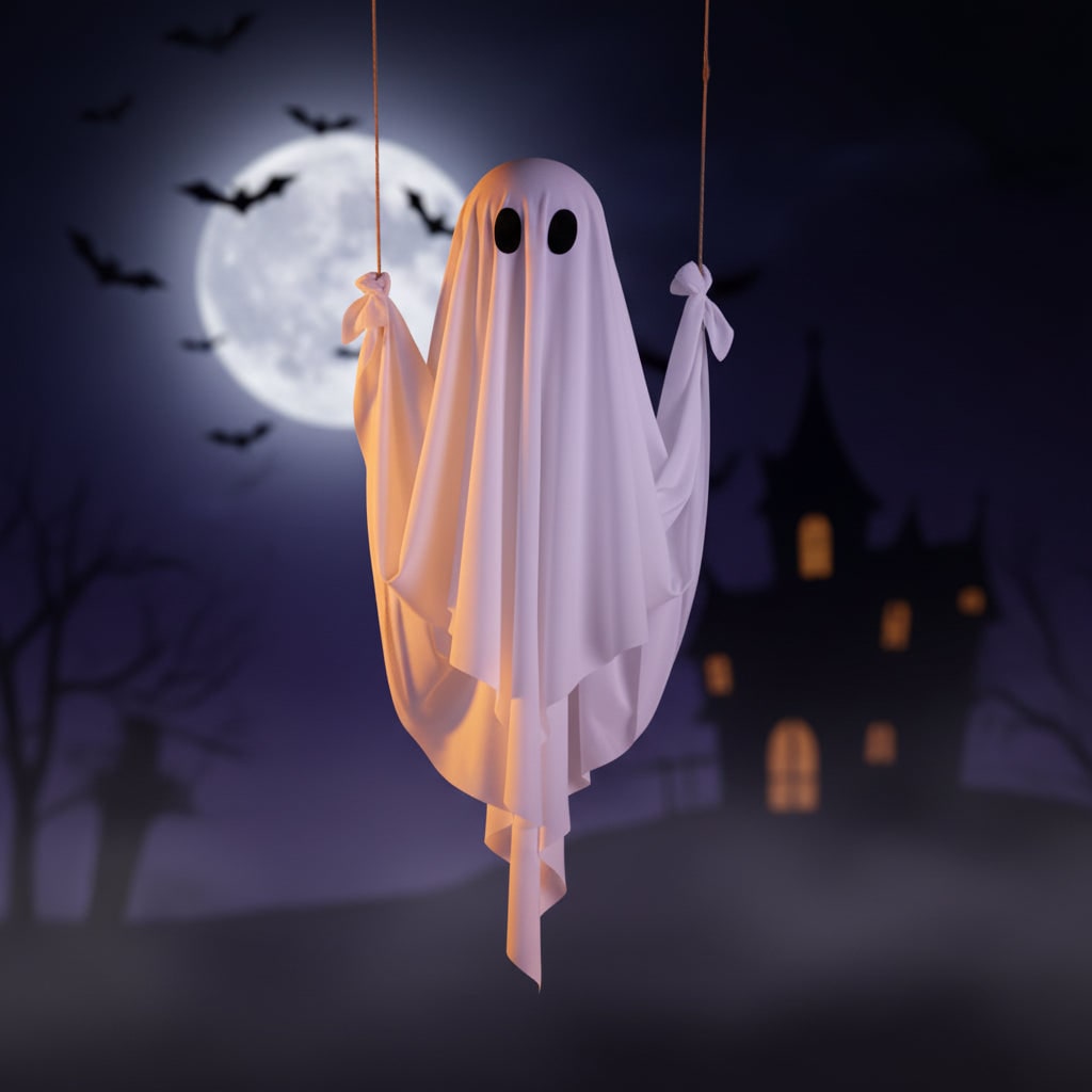 Halloween Wisząca Dekoracja Duch na Huśtawce z Podświetleniem LED do Ogrodu Ogrodowa - Image 3