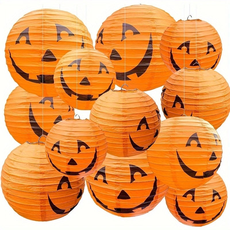 Halloween Wiszące Lampiony z Papieru Dynia Kulisty Zestaw 12 Sztuk Dekoracja Na - Image 1