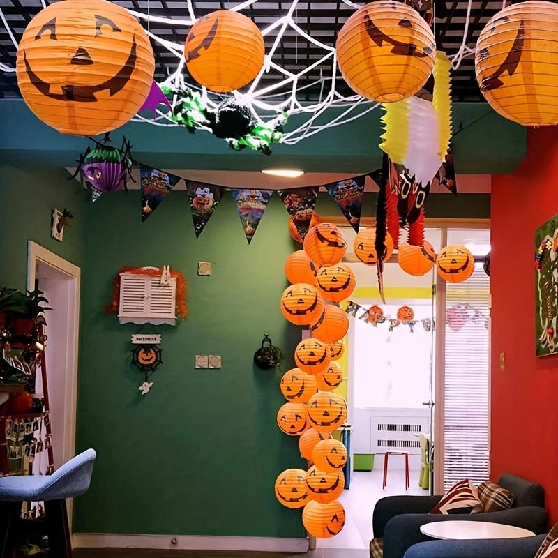 Halloween Wiszące Lampiony z Papieru Dynia Kulisty Zestaw 12 Sztuk Dekoracja Na - Image 5