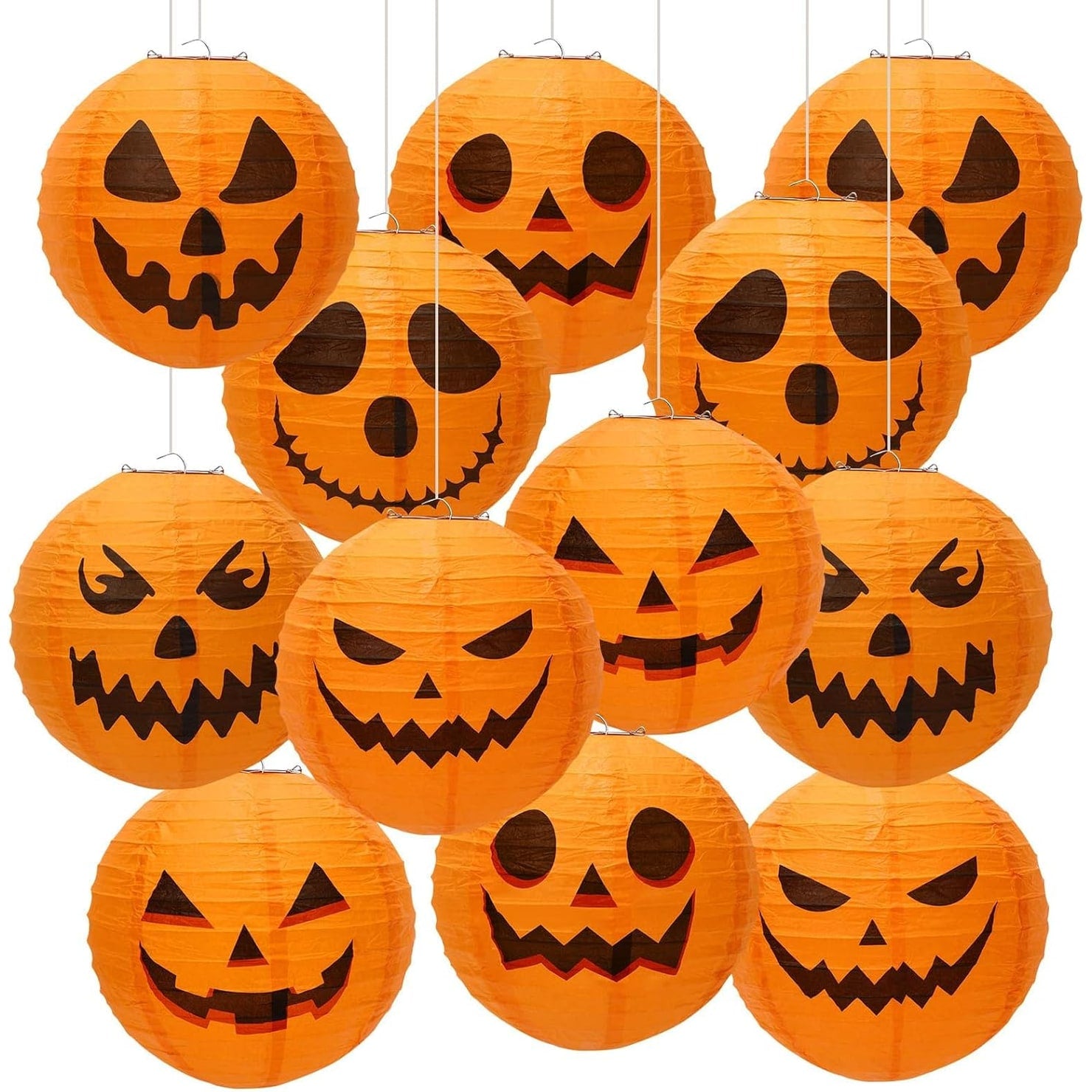 Halloween Wiszące Lampiony z Papieru Dynia Kulisty Zestaw 12 Sztuk Dekoracja Na - Image 6