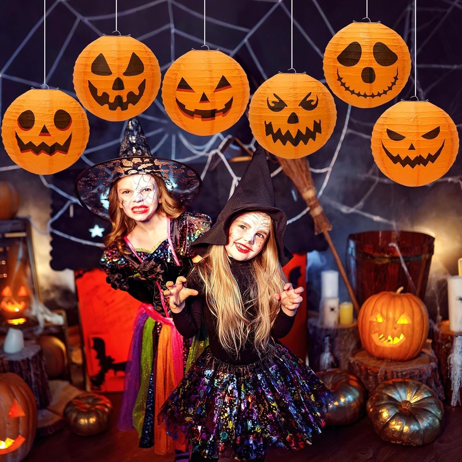 Halloween Wiszące Lampiony z Papieru Dynia Kulisty Zestaw 12 Sztuk Dekoracja Na - Image 9
