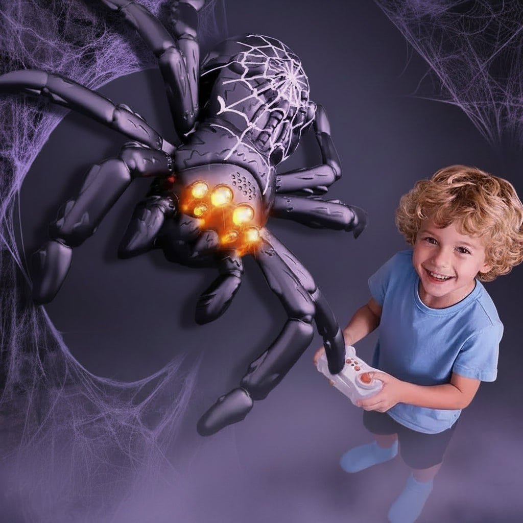 Halloween Zdalnie Sterowana Zabawka Pająk Chodzący po ścianach z Oczami LED i Funkcją Wspinaczki - Image 7