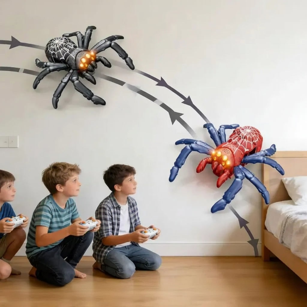 Halloween Zdalnie Sterowany Pająk Chodzący po ścianach ze świecącymi Oczami - Image 2