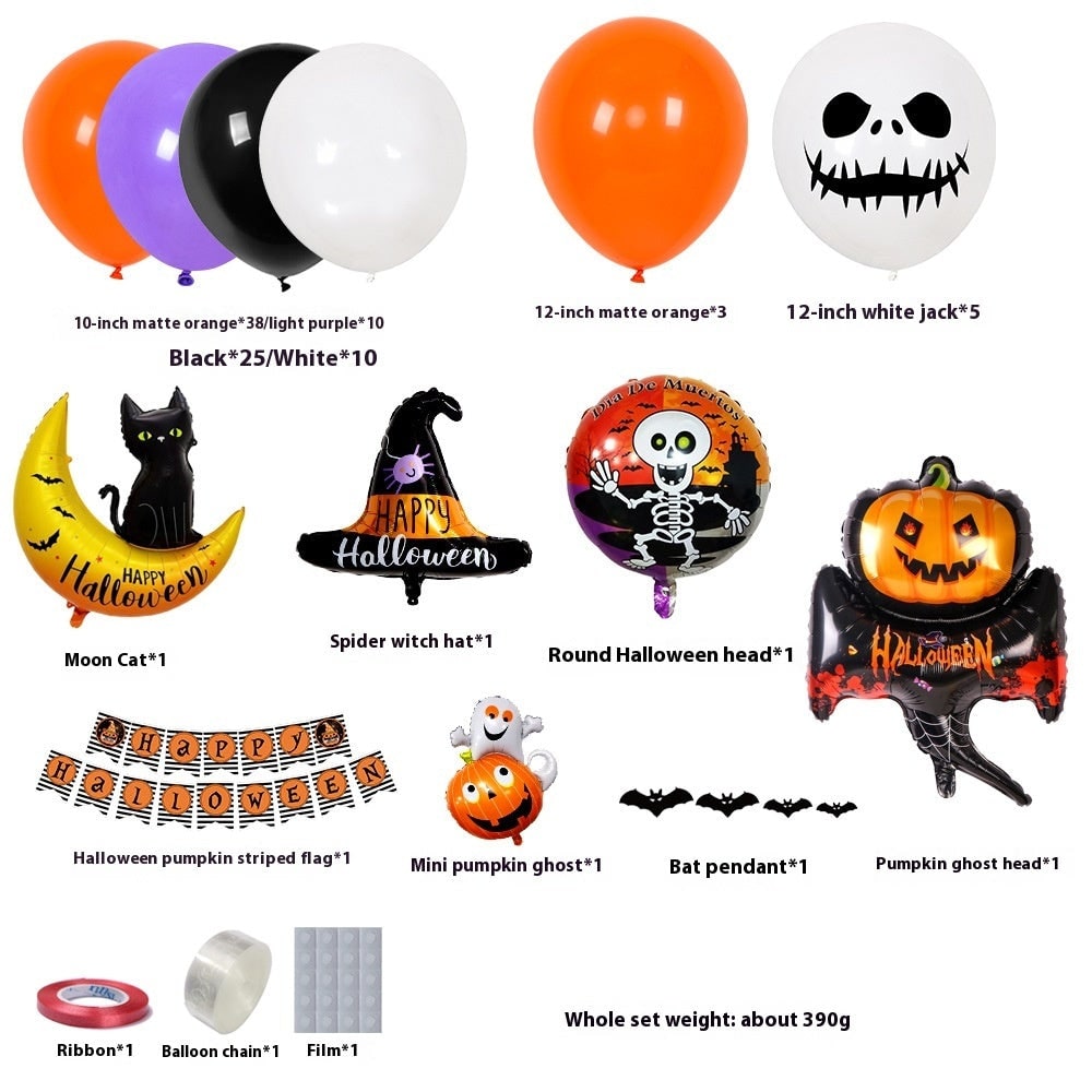 Halloween Zestaw Balonów Lateksowych i Foliowych z Girlandą do Dekoracji - Image 2