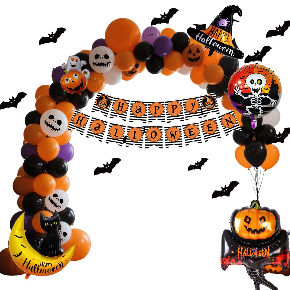 Halloween Zestaw Balonów Lateksowych i Foliowych z Girlandą do Dekoracji - Image 4