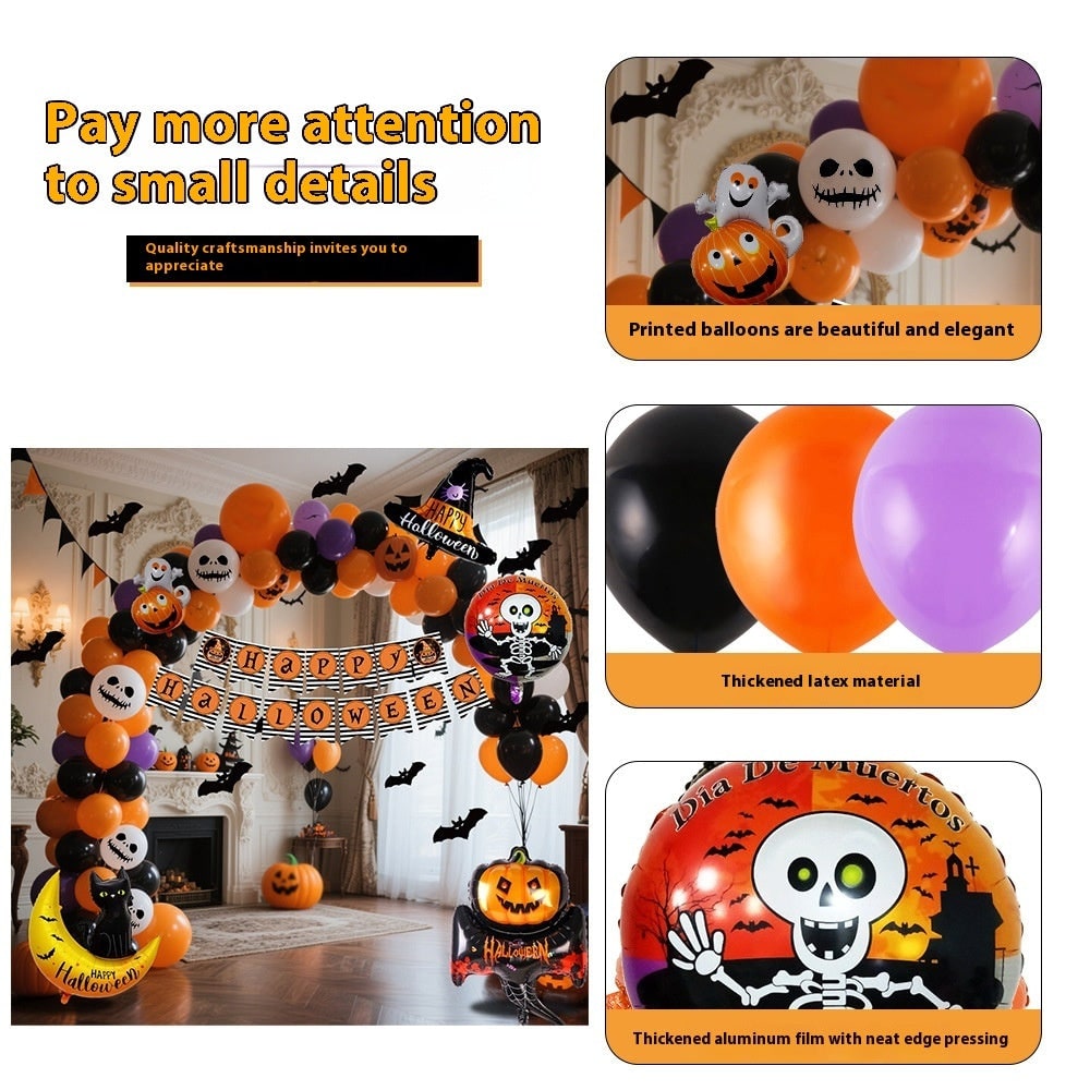 Halloween Zestaw Balonów Lateksowych i Foliowych z Girlandą do Dekoracji - Image 5