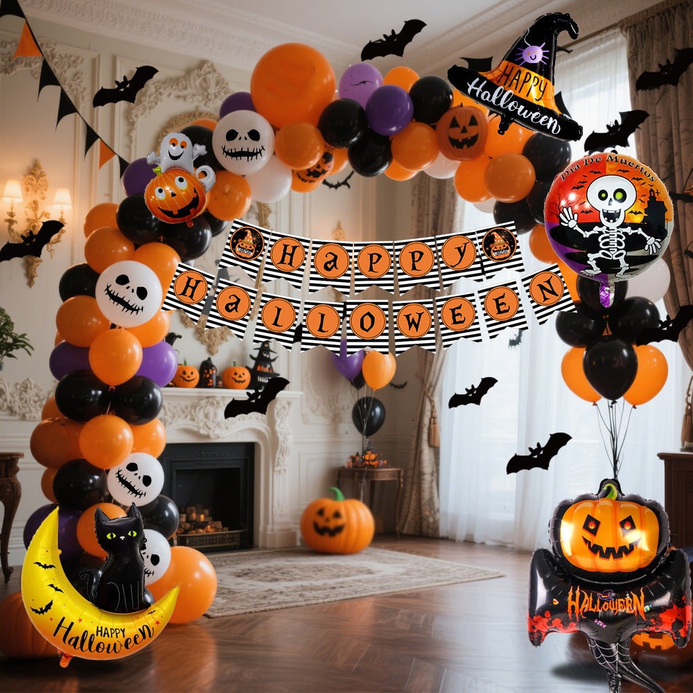 Halloween Zestaw Balonów Lateksowych i Foliowych z Girlandą do Dekoracji - Image 7