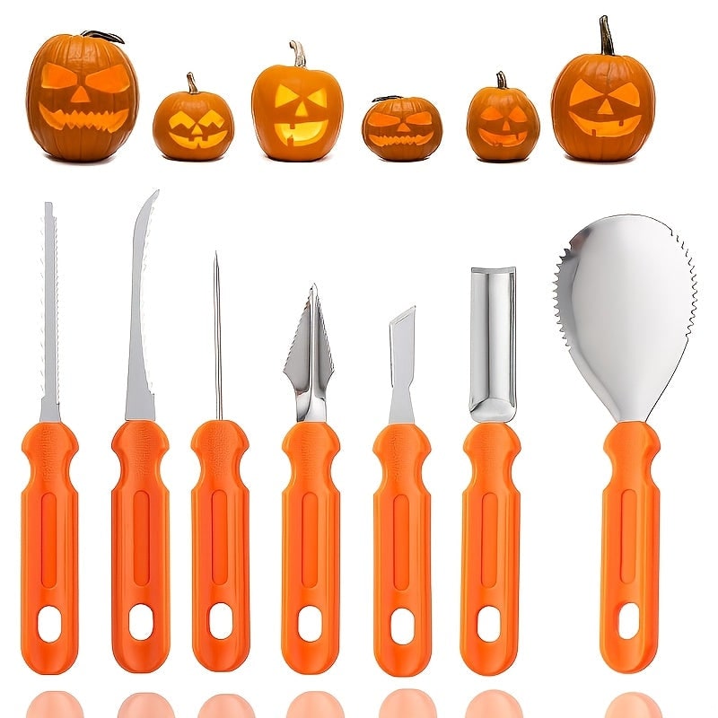 Halloween Zestaw Narzędzi do Wycinania Dyni 7 Elementów ze Stali Nierdzewnej Noz - Image 1