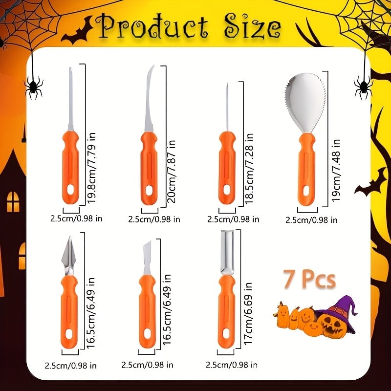 Halloween Zestaw Narzędzi do Wycinania Dyni 7 Elementów ze Stali Nierdzewnej Noz - Image 2