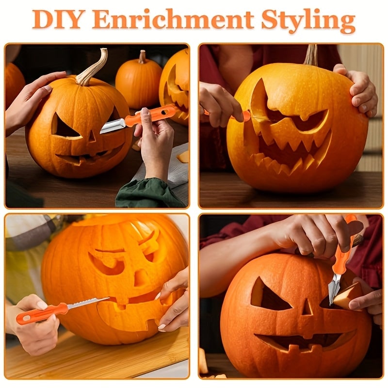 Halloween Zestaw Narzędzi do Wycinania Dyni 7 Elementów ze Stali Nierdzewnej Noz - Image 4